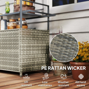 English Elm Outsunny Pe Rattan Outdoor Bar Cart with Glass Top Cabinet and Rolling Wheels W2225P485562