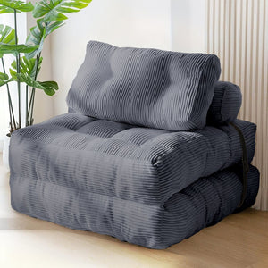 English Elm Modular Floor Sectional Corduroy Sofa Bed Low Profile Convertible for Studio Living Grey W3737P426643