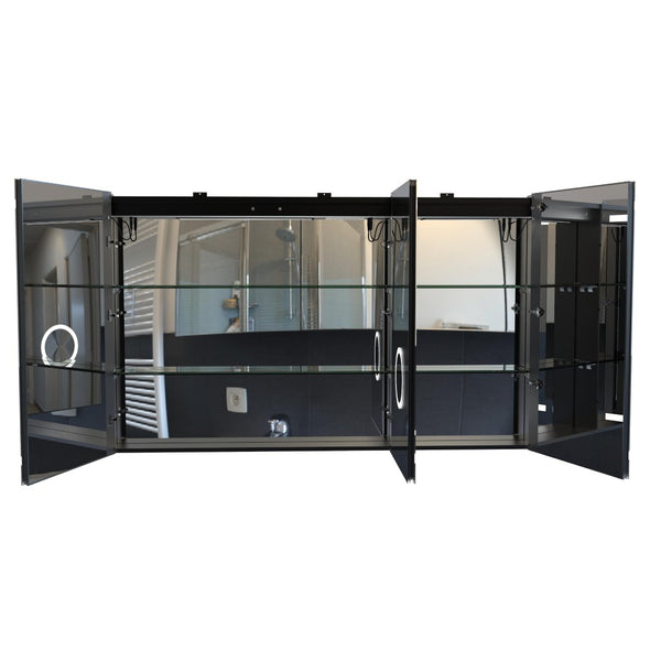 English Elm Matte Black Aluminum Medicine Cabinet with Led Lighting and Fog-free Vanity Mirror T3785P491992