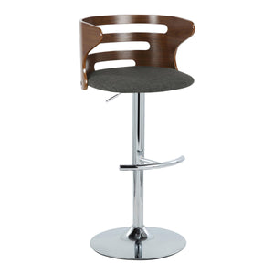 English Elm Cosi Mid-Century Modern Adjustable Barstools Set Of 2 With Swivel, Chrome Base & Walnut Backrest B202S00778