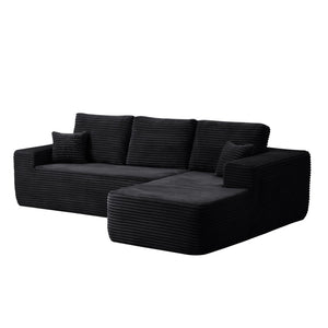 English Elm 104" Plush Corduroy L-shape Sectional Deep Seat Modular Sofa with Chaise Storage W3975S00044
