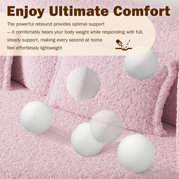 English Elm Modern Full Size Folding Sofa Bed with Teddy Fabric, Foam-Filled 15" Sleeper, 2 Pillows, No Assembly Required Pink W1885P272260