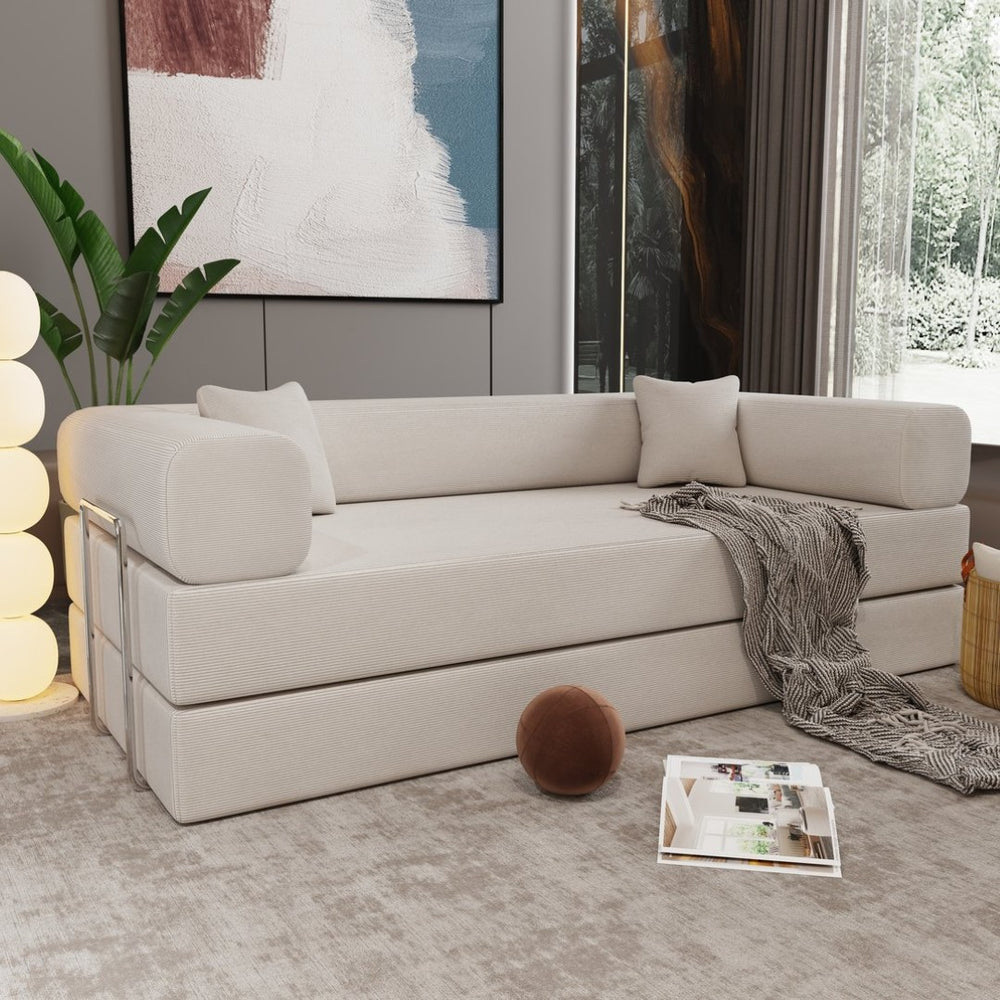 English Elm Double Convertible Corduroy Sleeper Sofa High Density Foam Wide Armrest Studio Bed W3064P245390