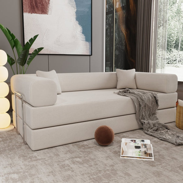 English Elm Double Convertible Corduroy Sleeper Sofa High Density Foam Wide Armrest Studio Bed W3064P245390