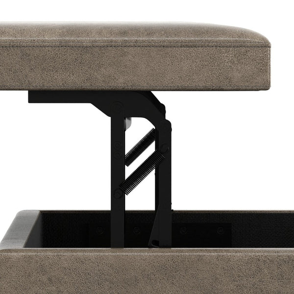 English Elm Owen Lift Top Storage Ottoman Vegan Leather Mid Century Modern Living Room B136P439028