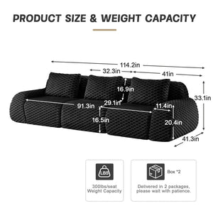 English Elm 114" Modular Cloud Sectional Flannelette Sofa Deep Seat Boneless Foam Living Room Couch W714S01532