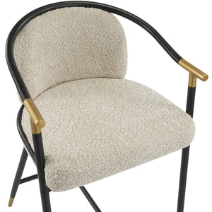 English Elm Christopher Knight Home® - 26" Upholstered Counter Stool Set of 2 with Bouclé Fabric and Iron Frame, Contemporary Comfort and Style Almond,Black+Gold N771P288863V