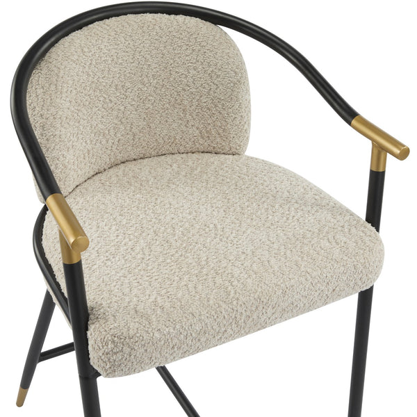 English Elm Christopher Knight Home® - 26" Upholstered Counter Stool Set of 2 with Bouclé Fabric and Iron Frame, Contemporary Comfort and Style Almond,Black+Gold N771P288863V