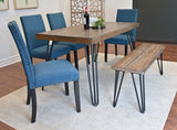 6-Piece Hairpin Dining Set w/ Table, 4 Chairs & Bench - 3 Color Options