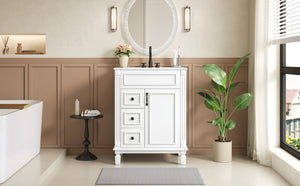 English Elm 24" Bathroom Vanity With Ceramic Sink - Elegant Modern Design, 2 Soft-Close Drawers, Adjustable Shelf N710P318990K