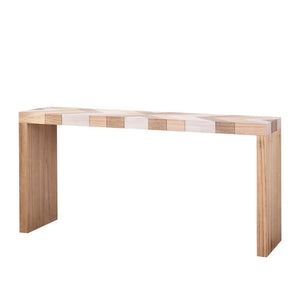 English Elm Modern Chevron Wood Console Table 62 Inch Entryway Sofa Accent for Any Room W2729P356958