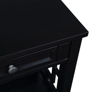 English Elm 36'' Farmhouse Pine Console Table with 4 Drawers & Open Shelf, Solid Wood MDF, Retro-Modern Entryway Accent W1202P251878