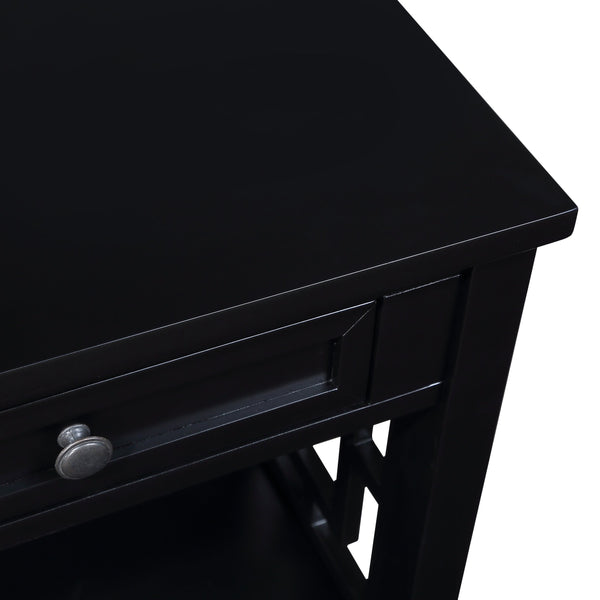 English Elm 36'' Farmhouse Pine Console Table with 4 Drawers & Open Shelf, Solid Wood MDF, Retro-Modern Entryway Accent W1202P251878