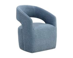 Sunpan LLORET Wheeled Dining Armchair in Danny Iceberg - Stylish, Comfortable, and Effortlessly Mobile Seating 109918V
