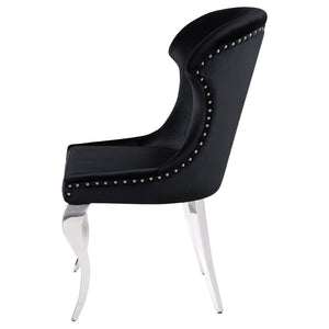 English Elm Daphne Velvet Wingback Dining Chairs with Nailhead Trim and Cabriole Legs Set of 2 Black B062S01462