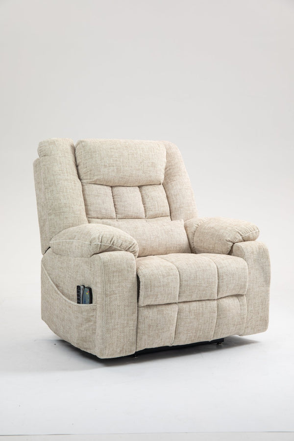English Elm Power Lift Recliner modern velvet lift chair with remote, tufted wingback, ergonomic support, 350 lb capacity Cream W547S00067