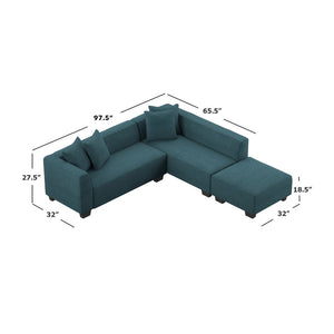 English Elm Marston Corduroy L-shape Sectional Sofa Deep Seating Six Seat Modern Living Room B127S00002