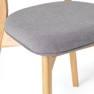 English Elm Caleb Mid-century Upholstered Dining Chair Set of Four with Tapered Oak Legs Dark Grey,Natural N768P282333O