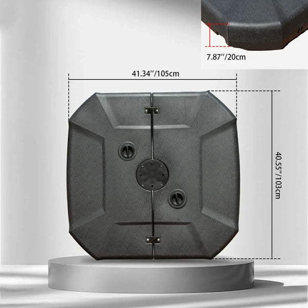English Elm Patio Umbrella Base with Wheels — 440LB Square HDPE Sand/Water Fillable, Rust-Resistant, Portable W1859P336106