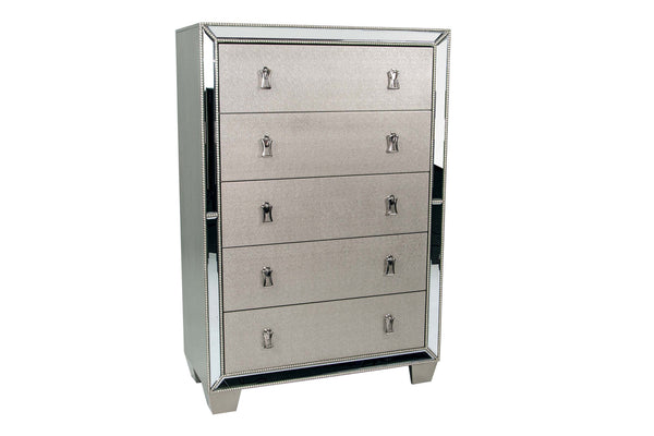 English Elm Traditional Elegant 6-Drawer Dresser with Antique Finish and Decorative Pulls for Spacious Bedroom Storage Silver 41 L x 21 W x 56 H B011P395091