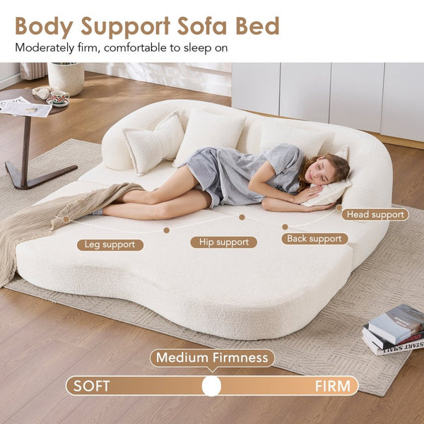 English Elm 2-in-1 Foldable Chenille Sleeper Sofa Compact Convertible Loveseat for Modern Living W2231P392100