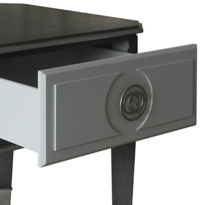 English Elm House Beatrice Charcoal & Light Gray End Table with Drawer, Silver Trim, KD Assembly, Modern Chic B2726P244956