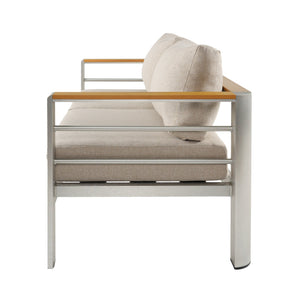 English Elm Christopher Knight Home® - Cora Outdoor Aluminum Loveseat - Lightweight, Stylish Silver Frame With Beige Cushion For Comfort N775P210696S