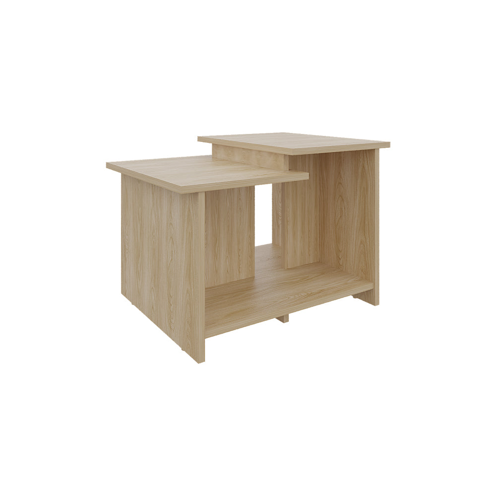 English Elm Sedalia Light Pine Coffee Table with Sleek White Finish, 2 Storage Compartments for Living Room Decor B092P269936