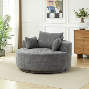 English Elm 55''l 55'l Chenille Swivel Lounge Chair Plush Foam Fill 360 Rotation Modern Living Room W834S00643