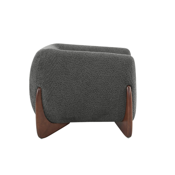 English Elm Christopher Knight Home® - Modern Upholstered Round Arm Accent Chair with Velvet Finish, Elegant Curved Back and Three Legs Design Dark Gray,Walnut 39.5 L x 32.5 W x 23.25 H N776P216196C