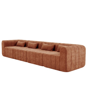 English Elm 145.5 Inch 4 Piece Modular Sectional Sofa Polyester Low Profile Living Room Couch Orange Multi N767P346281O