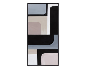 Sunpan RADICAL Triptych Set of 3 Hand-Painted Geometric Wall Art in Black Floater Frame - 28" x 66" A0368