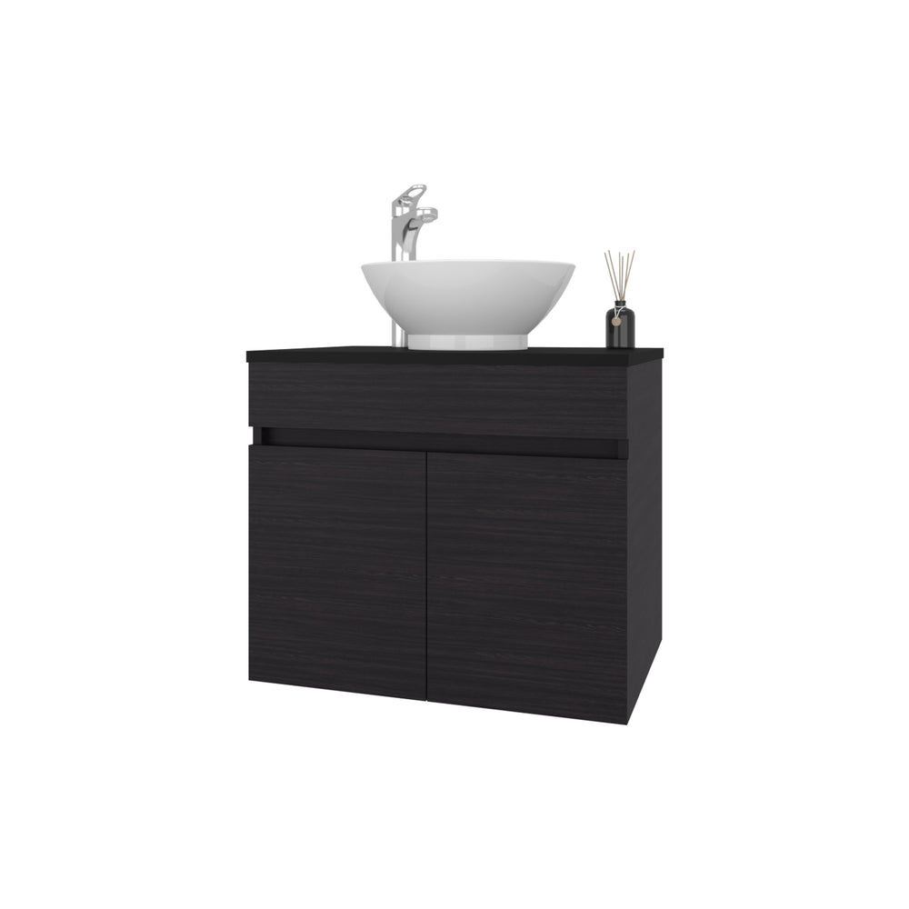 English Elm Sheridan Wenge Bathroom Vanity Cabinet with 2 Doors — Space-Saving, Scratch-Resistant Melamine Finish, 20.4"H x 23.4"W B128P314800