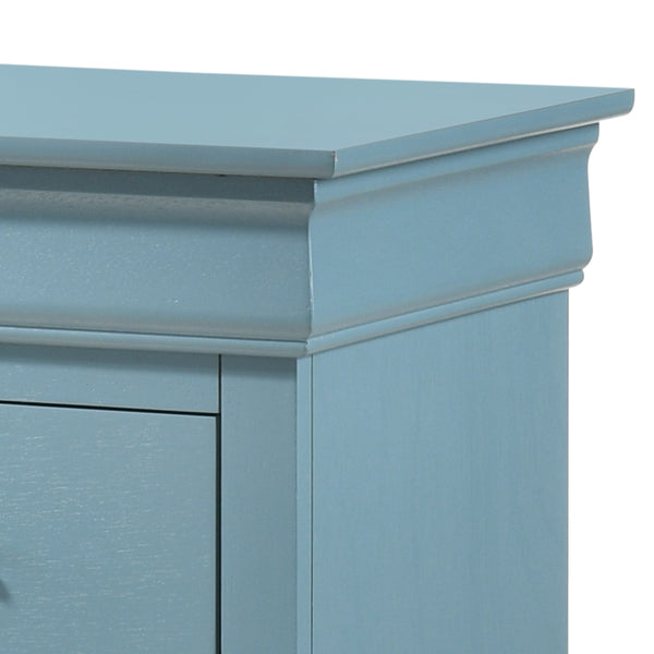 English Elm Compact Teal Nightstand with Two Drawers, 24"H x 21"W x 16"D, No Assembly, Bright Teal Accent Piece B078107857