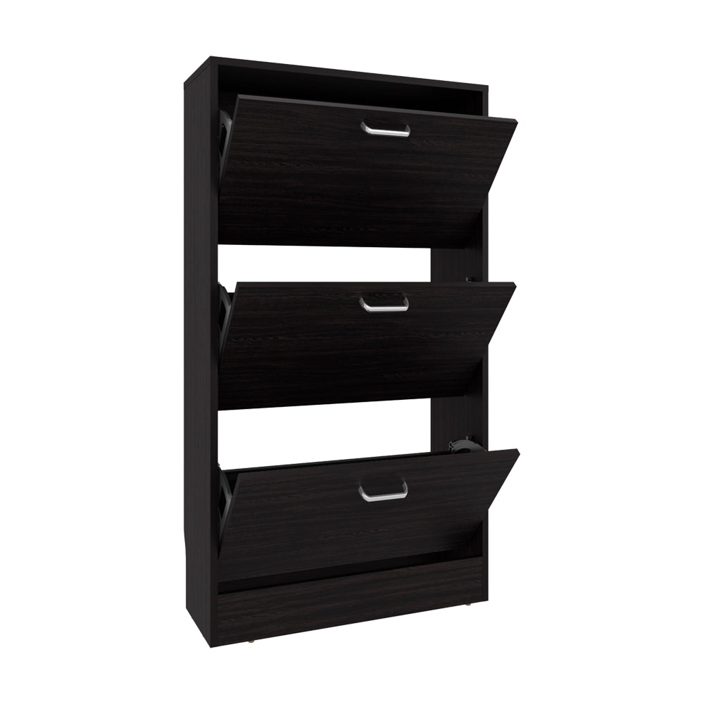 English Elm Hesston Vertical Shoe Rack Organizer for Entryway Black – 3-Tier Space-Saving Ventilated Storage B092P306240