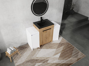 English Elm 48 Inch Freestanding Bathroom Vanity With Black Ceramic Sink & Soft-Close Storage Cabinets - Modern Elegance W999S00315