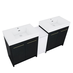English Elm 72 Inch Freestanding Bathroom Vanity Set With Resin Sink, Storage Cabinets & Soft-Close Doors W999S00300
