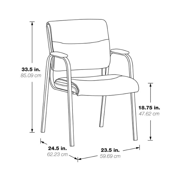 OSP Home Furnishings Guest Chair Faux Leather Office Visitor Seat with Padded Arms and Steel Frame Support Black FL10274-U6