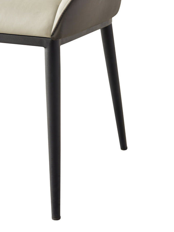 English Elm Dining Modern PU Leather Dining Chair Set of 2 — Wide Upholstered Seat, Thick Sponge Backrest, Sturdy Metal Legs, Black+Gray Elegance W1911P195031