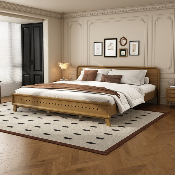 English Elm Christopher Knight Home® - Pine Solid Wood King Size Bed Frame – Rustic Yellow Charm, No Box Spring Required, Sturdy Support N770P291026N_N770P291027N