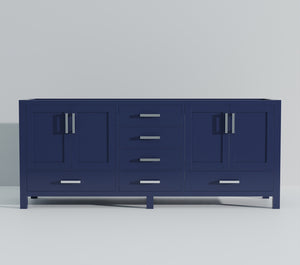 English Elm Navy Double Bath Vanity 80" W x 22" D – Solid Wood Frame, Fully Assembled, Soft-Close Drawers, Ample Storage B2731P258955