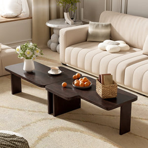 English Elm U-Can Modular Minimalist Coffee Table Set with Versatile Splicing Design, Durable MDF, Easy Assemble Espresso N724P232174P