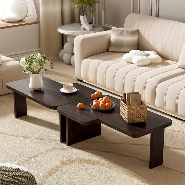 English Elm U-Can Modular Minimalist Coffee Table Set with Versatile Splicing Design, Durable MDF, Easy Assemble Espresso N724P232174P