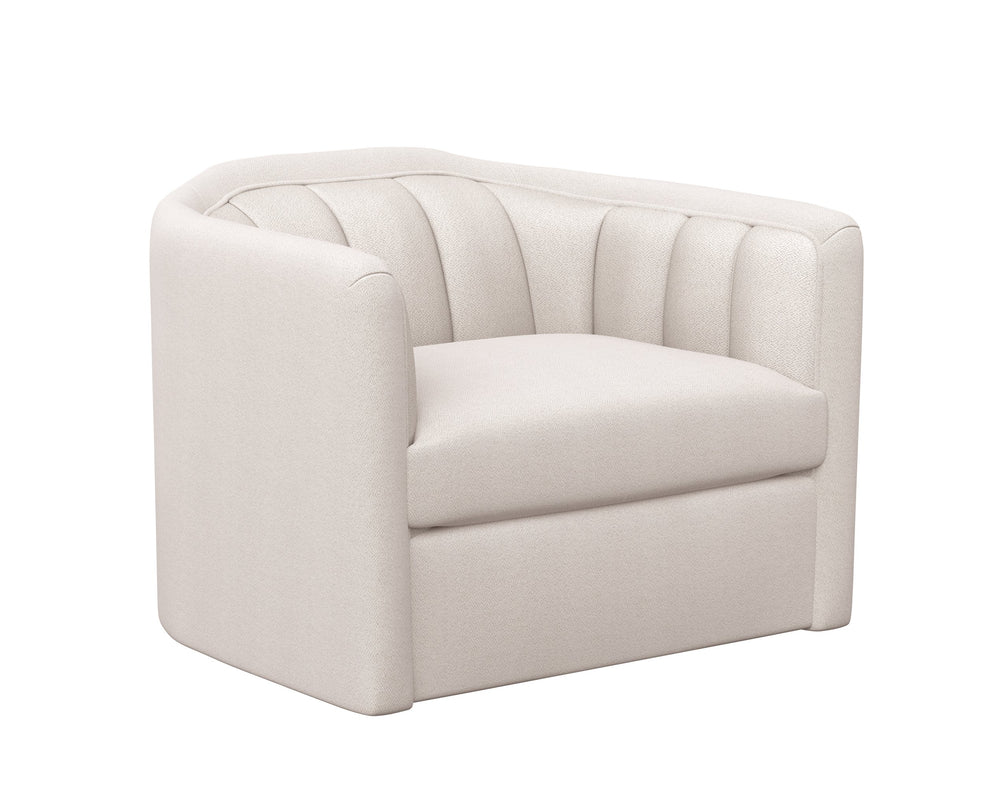 Sunpan Birrit Swivel Armchair - Luxurious Comfort with Durable Performance Fabric and Sleek Wooden Base Alaska Greige