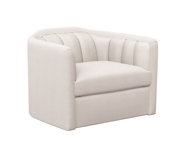 Sunpan Birrit Swivel Armchair - Luxurious Comfort with Durable Performance Fabric and Sleek Wooden Base Alaska Greige