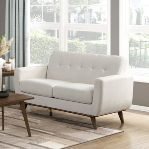 English Elm Contemporary Tufted Beige Loveseat with Removable Covers Pocket Coil Foam Solid Wood Legs 62" B011P379438