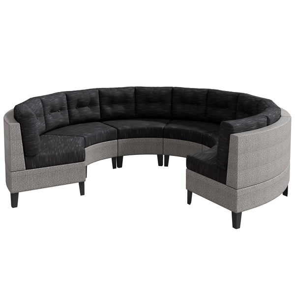 English Elm Christopher Knight Home® - Outdoor U-Shaped 6 Seater Patio Sofa Set - Modular Half-Circle PE Rattan, Water-Resistant Cushions, Black+Gray N757S592636B