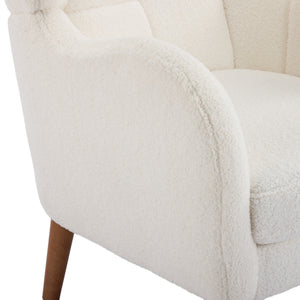 English Elm Christopher Knight Home® - Accent Ivory Teddy Fabric High-Back Armchair with 5.5" Cushion, Curved Arms & Birch Legs, Cozy Support N817P335062W