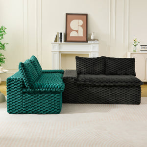 English Elm Luxury Color-Block Turtle Velvet Sofa - Versatile & Stylish Seating For Cozy Living Room Gatherings W3371S00052