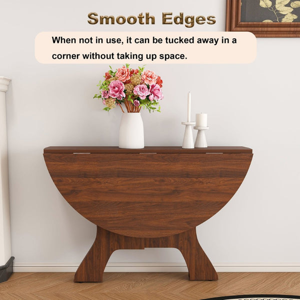 English Elm 43 Inch Foldable Mdf Dining Table with Warm Wood Grain Veneer for Compact Living Walnut W2700P409328